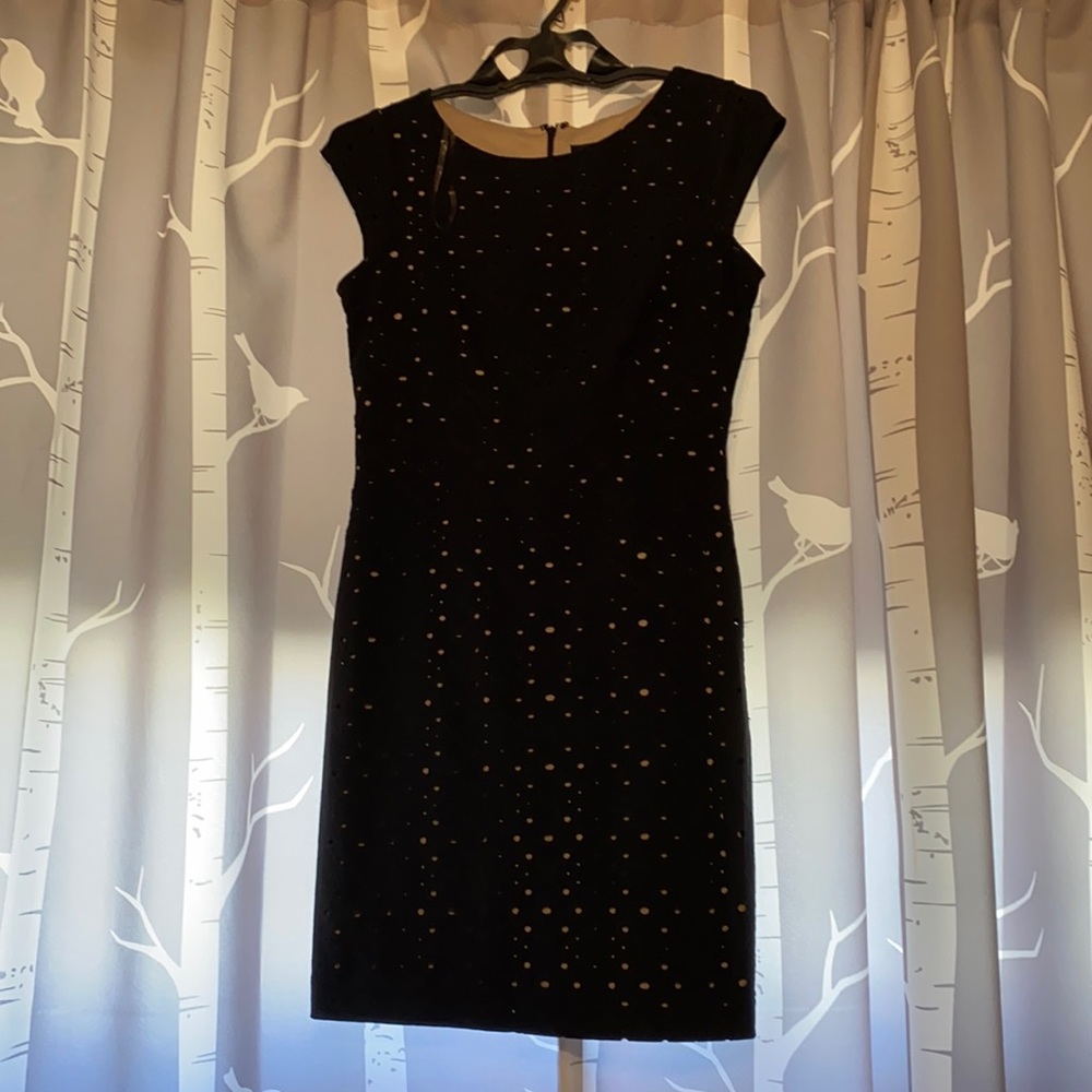 Black and nude detailed sheath dress. Size 6